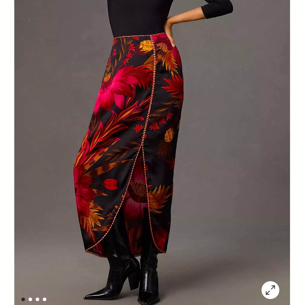 Farm Rio Wrap Front-Slit Midi Skirt